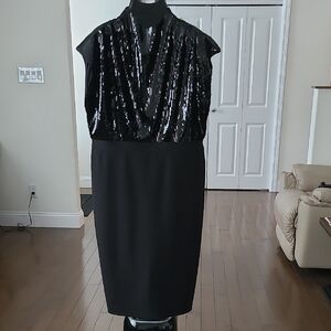 Express Black Sequin Top Midi Dress XL